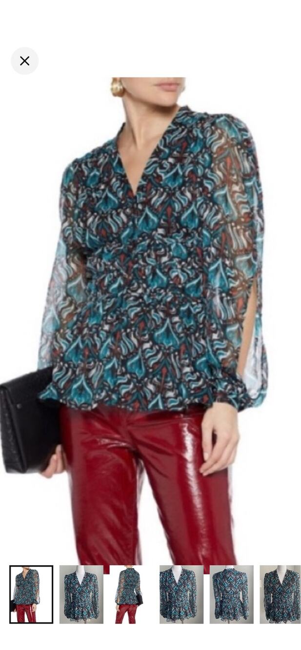 Walter Baker Joan Top featuring a bohemian teal and patterned design.
